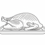 Simple black and white roasted duck on oven tray illustration