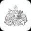 Black and white grilled vegetables illustration